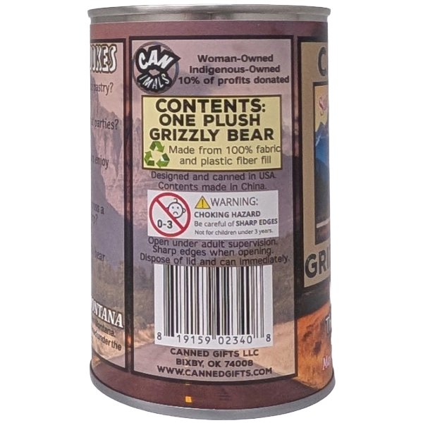 Montana Edition | Canned Grizzly Bear Stuffie